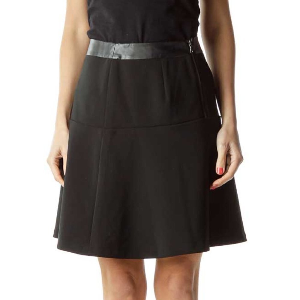 Ann Taylor Black Flared Mini Skirt